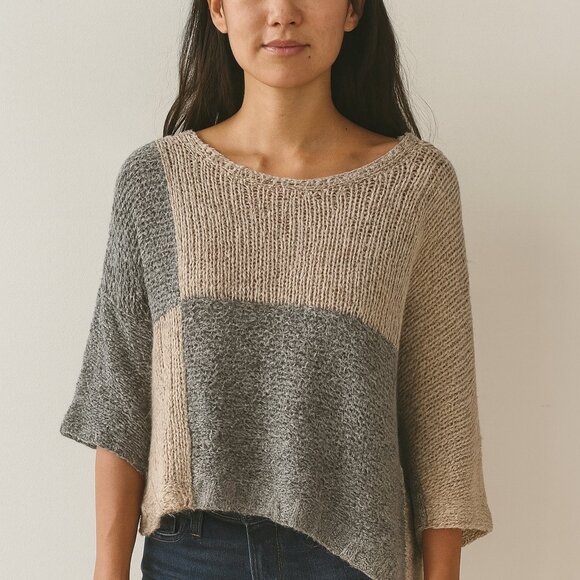 Eileen Fisher Colorblock Alpaca Blend Sweater | Oversized Boxy Size Medium - Picture 2 of 7